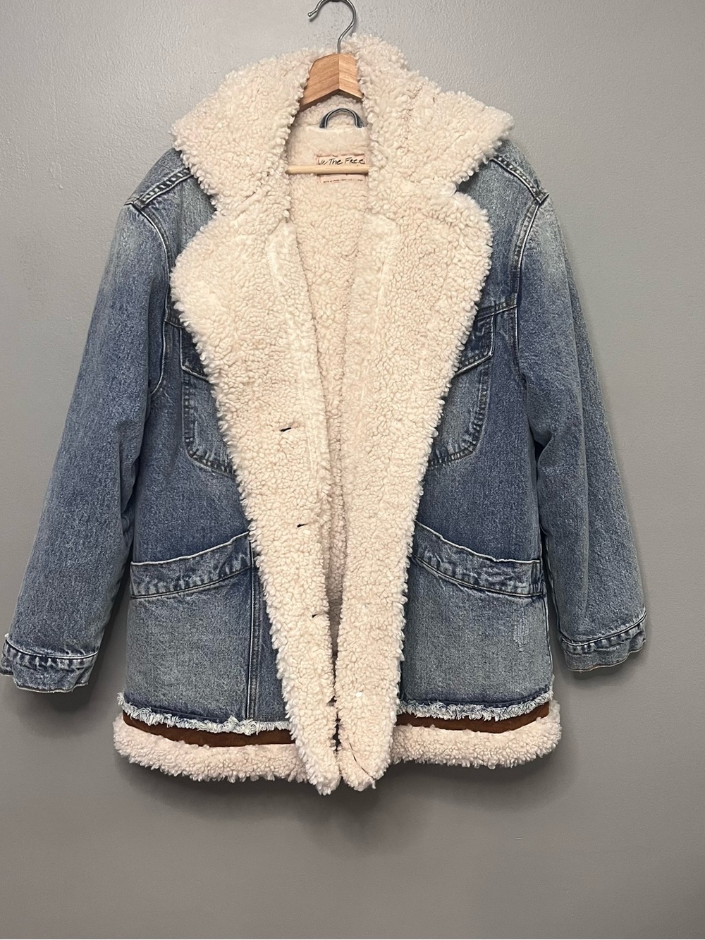 NWOT Free People Magnolia Cozy Denim Jacket In “At It Again” Blue Streetwear Y2K